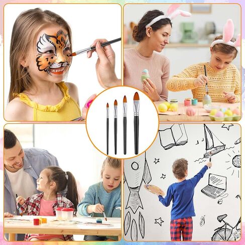 Sherr 48 Pieces Filbert Paint Brushes Large Synthetic Paint Brushes Bulk with Wooden Handle for Acrylic, Watercolor, Oil, Crafts, Face Body Art for Kids Adults Artist(Filbert) in Saudi Arabia