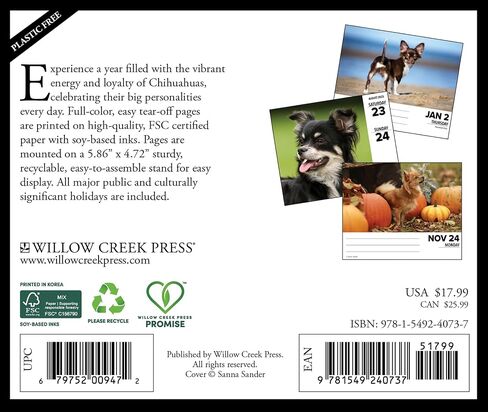 Willow Creek Press Chihuahuas Daily 2025 Box/Desk Calendar (5.86" x 4.72") in Saudi Arabia
