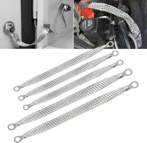 5 PCS Car Engine Grounding Strap, Heavy-Duty Metal Vehicle Box Bridge Jumper, Universal Multi-Purpose Automotive Grounding Strap Accessories for Most Models (Silver) in Saudi Arabia