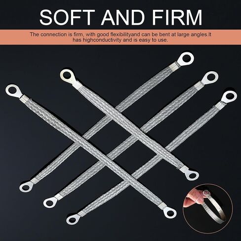 5 PCS Car Engine Grounding Strap, Heavy-Duty Metal Vehicle Box Bridge Jumper, Universal Multi-Purpose Automotive Grounding Strap Accessories for Most Models (Silver) in Saudi Arabia