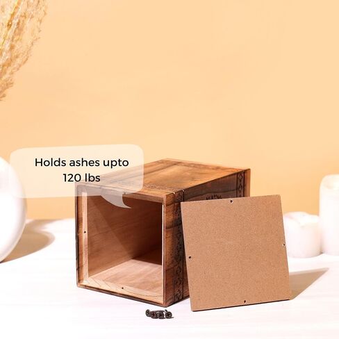 Hashcart Handmade Wooden Urn for Human Ashes - Tree of Life Wooden Urns Hand-Crafted - Celtic Funeral Cremation Urn for Dogs & Pets Engraved in Saudi Arabia