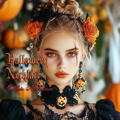 GRAEEN Gothic Black Lace Choker Necklaces Royal Court Vampire Chokers with Rhinestone Pendant Halloween Lace Clavicle Necklace Jewelry for Women in Saudi Arabia