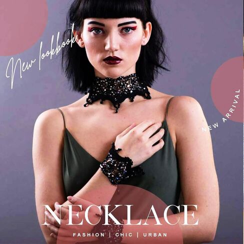 GRAEEN Gothic Black Lace Choker Necklaces Royal Court Vampire Chokers with Rhinestone Pendant Halloween Lace Clavicle Necklace Jewelry for Women in Kuwait