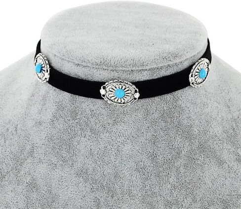 Boho Necklaces for Women Western Jewelry for Women Country Cowgirl Necklace Turquoise Western Choker Necklace Vintage Leather Cowboy Hat Necklace Bohemian Cowgirl Jewelry Western Accessories in Kuwait