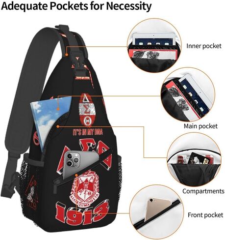 Sorority Paraphernalia Gifts Sling Bag Cross Chest Bag Adjustable For Travel Hiking Sport Climbing Runners Womens in Saudi Arabia