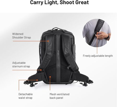 PGYTECH OneMo Travel Backpack 35L, Multifunctional Camera Bag for Traveler and Photographer, Hiking Backpack for Canon/Nikon/Sony and DJI Drones, Waterproof Insert for Laptop Up to 16 Inch, Black in Saudi Arabia