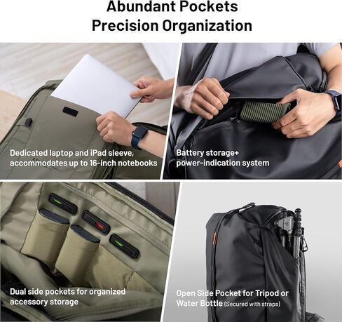 PGYTECH OneMo Travel Backpack 35L, Multifunctional Camera Bag for Traveler and Photographer, Hiking Backpack for Canon/Nikon/Sony and DJI Drones, Waterproof Insert for Laptop Up to 16 Inch, Black in Saudi Arabia