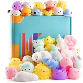 KUUQA 30 PCS Squeeze Animal Toys Cute Cat Panda Squishies Easter Egg Fillers Mini Soft Squeeze Stress Relief Toys Birthday Party Favors Goodie Bag Stuffers for Kids