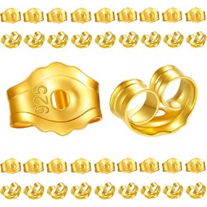 40 Pcs 18K Gold Earring Backs Replacements for Studs. 925 Stering Silver Locking Earring Lifters. Hypoallergenic Secure Pierced Earring Backs for Droopy Ears Heavy Earring (Gold)