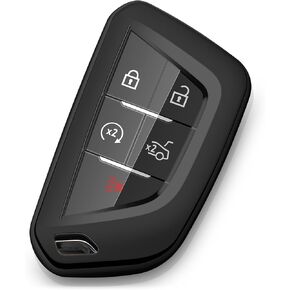 Compatible with Cadillac Key Fob Cover Black TPU Car Key Chain Holder case Protector Escalade ESV CT4 CT5 Accessories