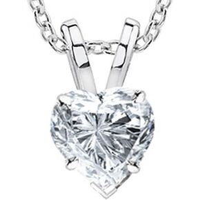 IGI Certified LAB-GROWN Heart Cut Diamond Pendant Necklace 4 Prong Ultra Premium Collection (D-E Color, VS1-VS2 Clarity Ideal Cut) + 18" 14K Gold Chain