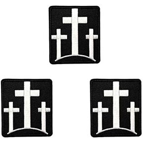 Cute-Patch THREE CROSSES Christian Motorcycle Biker Embroidered Iron On Patches