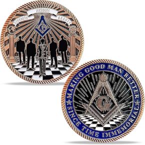Masonic Challenge Coin Freemason Coin Blue Lodge Brotherhood Coin