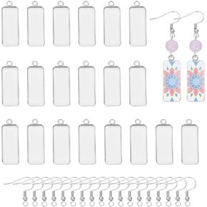 UNICRAFTALE 12 Pairs DIY Blank Earring Making Sets 12mm Tray Stainless Steel Blank Dangle Earrings Golden Earrings Bezel Trays Cabochon with Earring Hooks Glass Cabochons for Jewelry Making