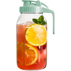 Breast Milk Pitcher Jug - 32 oz Glass Mason Jar Airtight Pitcher with Pour Spout Handle for Breastmilk, Iced Tea, Ice Drinks Storage Container