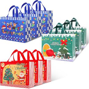 Goodie Gift Bags with Handles for Kids - 9 Pack Easter Hunt Baskets Bulk, School Party Favors Supplies, 3 Styles, 3Pcs Each for Design 9"x10.2"x5.5"
