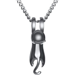 قلادة صغيرة من الفولاذ المقاوم للصدأ معلقة على شكل قطة كيتي قلادة فضية اللون in Kuwait