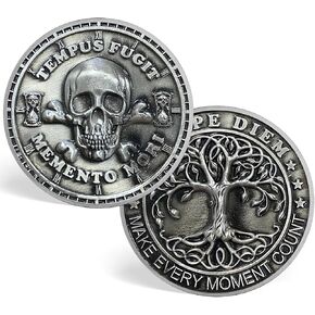 Memento Mori Coin 3D Skull Challenge Coin Stoic Coin Reminder Token for Daily Stoic