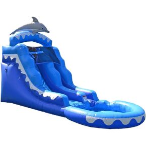HeroKiddo 13’ Dolphin Commercial Grade Water Slide with Pool for Kids and Adults (with Blower), Wet Dry Use, Outdoor Indoor, Birthday Party, Rental Quality
