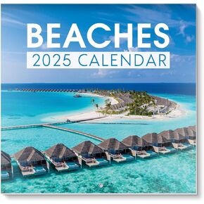 SKYDUE 2025 Wall Calendar 12" x 12", 14-Month Calendar with Thick Paper and Stunning Beach Scenery from November 2024 to December 2025, Perfect New Year and Christmas Gift