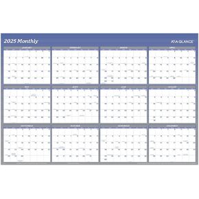 AT-A-GLANCE 2025 Wall Calendar, Dry Erase Wall Planner, Monthly, 48" x 32", Extra Large, Vertical/Horizontal, Reversible, 12-Month, Blue (A1152-25) in Kuwait