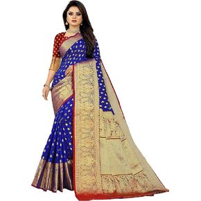 Glamora Women's Banarasi Silk Patli Pallu Saree With Unstitched Blouse piece