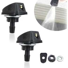 2 Pack Car Front Windshield Washer, Waterproof Durable Vehicle Sprayer Parts, Fan-shaped Design, Universal Shock-absorbing 0.31In Automotive Wiper Nozzles Accessories (Black)