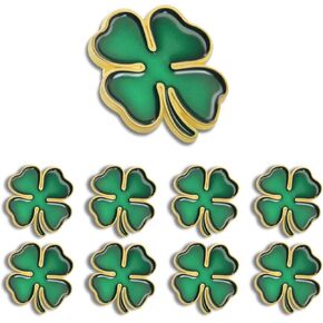 12/24/50/100 Pcs Ireland Irish Green Lucky Four Leaf Clover Lapel Pins Bulk-St. Patrick's Day Shamrock Pin Perfect Gifts Badge Souvenir