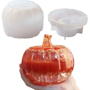 5 Inch Large Pumpkin Jar Resin Mold, Halloween Epoxy Resin Molds, Pumpkin Storage Box Silicone Molds for Resin, Halloween Decor, Jewelry Trinket Container
