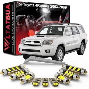 LED Interior Light Kit Package Replacement for Toyota 4Runner 2003 2004 2005 2006 2007 2008 2009, Super Bright 6000K White License Plate Bulbs + Install Tool
