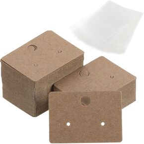 PATIKIL Earring Display Cards, 200 Pack Paper Earring Holder Blank Tags Rectangle Cardboard for Hanging Earrings Ear Studs, White