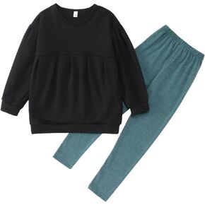CM C&M WODRO Girls Clothes Long Sleeve Pullover Sweatshirt Top + Legging Pants Kid Fall Winter Outfits Set Size 7-12 Years