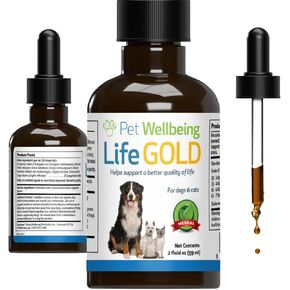 Pet Wellbeing Life Gold for Cats - Vet-Formulated - Immune Support and Antioxidant Protection - Natural Herbal Supplement 2 oz (59 ml)