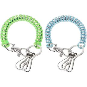 Mini Skater 2Pcs Retractable Coil Spring Keychain Stretch Keychain Holder Lanyard with Lobster Clasp & Spring Hook