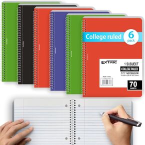 EXTRIC Spiral Notebook - Wide Ruled Spiral notebook 12 Pack, 1 Subject Spiral Notebook 70 Sheets - 8X10.5 Inch Note Books for School, Office, Home Use - School Supplies Spiral Notebooks Bulk