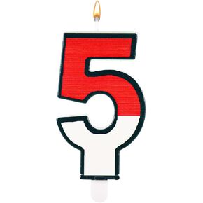 Birthday Candle, Cartoon Red and White Birthday Cake Candle Decorative Number Candle Cake Topper Candle Birthday Cake Decorations for Cartoon Birthday Party Supplies (Number 7)