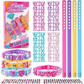 Silicone Bracelets for Kids - Adjustable Letter Rubber Bracelets Wristbands with Rhinestone Stickers, Pretend Play Costume Accessories Party Favors Decoration Birthday Gifts for Boys Girls