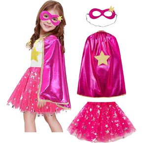 Toddler Girls Star Superhero Capes For Kids Halloween Costumes For Big Sister Gifts Princess Dress-Up Party