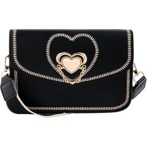 Verdusa Women's Metal Heart Shape Crossbody Bags PU Leather Square Envelope Handbag