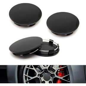 4 PCS Car Wheel Center Cap, 2.36" x 0.57" 2.2" ID ABS + Anti-Rust Steel Rim Wheel Modification Decoration, Snap-on Anti-Fall Fastening Installation Accessories, for Most Models (Black)