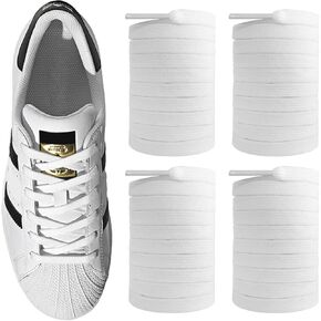 UamGlsob 2 Pairs Skateboard Laces for Adidas Gazelle Samba Superstars Grand Vl Court Sneakers, Cotton Flat Shoelaces
