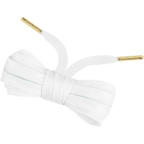 Shoelaces 1 Pair Premium Glow in Dark (White in Daytime, Green Glow @ Night/Dark) Shoe Laces with Gold Tips