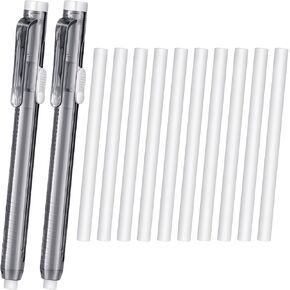 Retractable Mechanical Eraser Pen Bulks Retractable Mechanical Stick Eraser Refill for Painting Writing Office Daily Study(Clear Black,12 Pieces)