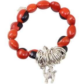 Silver Charm (Multiple Designs) Stretchy & Adjustable Bracelet for Women “Symbol of Power, Energy & Happiness" w/Meaningful Good Luck Huayruro Seed Beads - Great Gifts for Mom, Daughter, Sister, Aunt (6.5"-7.5")