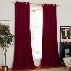 NICETOWN Christmas Red Velvet Curtains, Solid Heavy Matt Drapes/Window Treatments with Grommet Top for Patio Door (Set of 2, W52xL96 inches)
