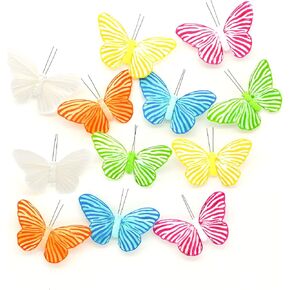 HNH 24PCS 3D Artificial Butterflies Realistic with Clip Monarch Butterfly Decorations Wall Butterflies to Decorate for Halloween,Craft，Home - 2.36" Monarch Butterfly Kit 1104C