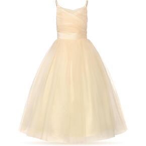 Uhnice Flower Girl Spaghetti Strap Dress A-Line Ball Gown Tulle Dresses for Wedding Birthday Party