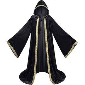 Honeystore Unisex Masquerade Wizard Cloak Halloween Cosplay Hooded Cape Outfit