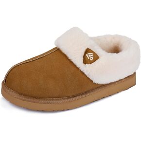 LazyStep Women's Fuzzy Closed Back Slippers, Slip on Indoor and Outdoor Warm House Shoes