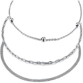 Stainless Steel Ankle Bracelet for Women, 14K Gold/Sterling Silver Plated Anklets Set 8.2"+2" Adjustable Jewelry Gift